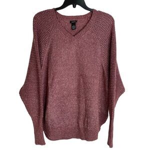 Rue21 Women's Pullover V-Neck Long Raglan Batwing Sleeve Sweater Size S